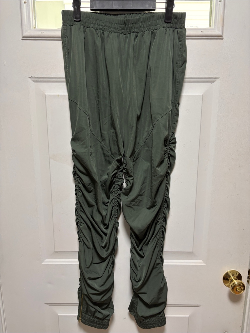 Zenana Outfitters Olive Green Ruched Side Jogger Pants